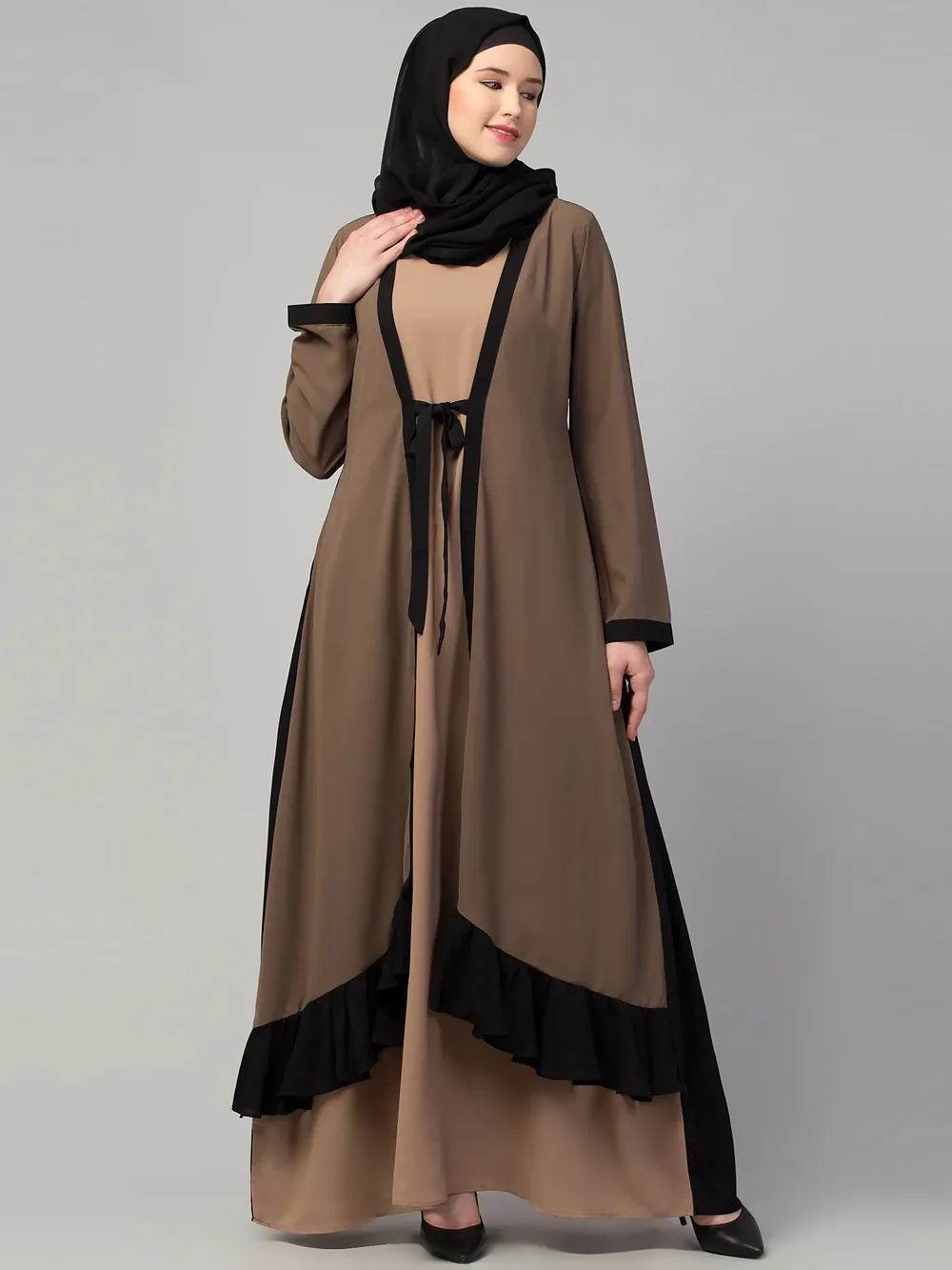Abaya with Shrug sleeve and cuff detail