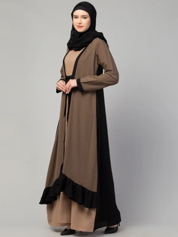 Dual Layer Abaya Dress with Attached Shrug