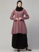 Two Piece Knee Length Abaya with Embroidery
