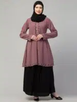 Two Piece Knee Length Abaya with Embroidery