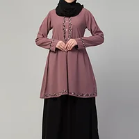 Two Piece Knee Length Abaya with Embroidery
