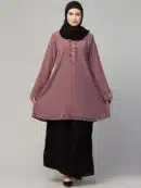 Two Piece Knee Length Abaya with Embroidery