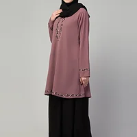 Two Piece Knee Length Abaya with Embroidery
