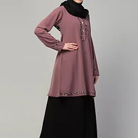 Two Piece Knee Length Abaya with Embroidery