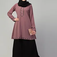 knee length abaya with embroidery