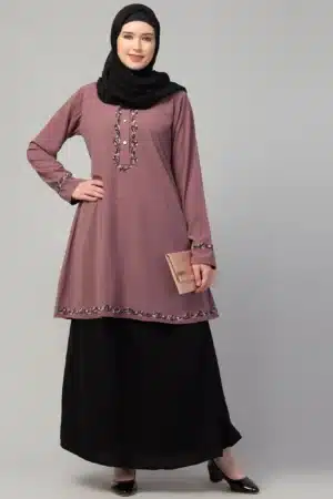 knee length abaya with embroidery