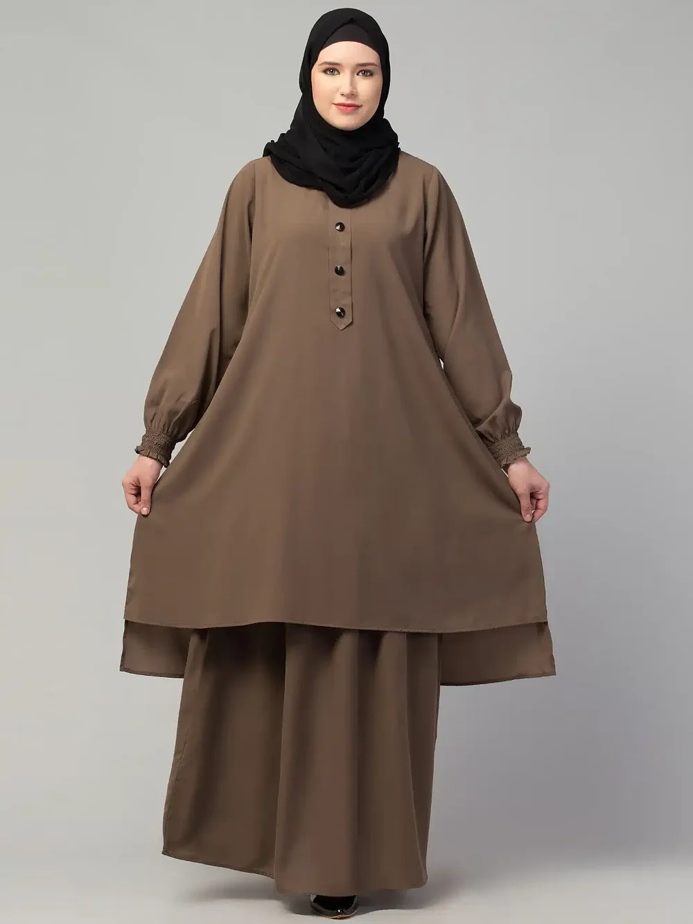 Two Piece Knee Length Abaya and Skirt Image 7