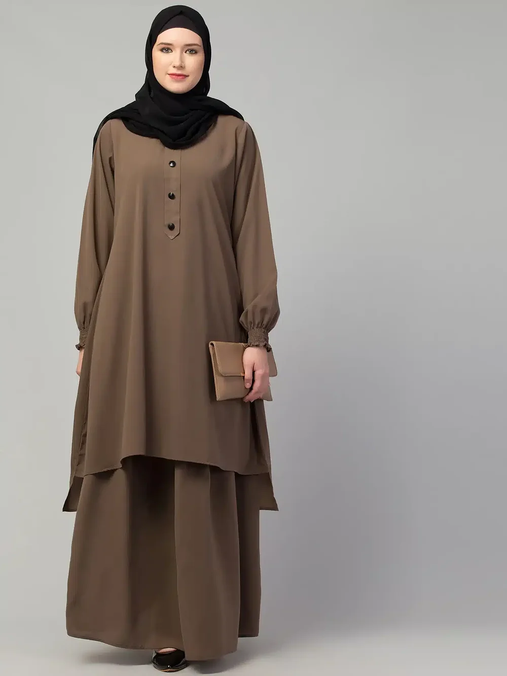 Two Piece Knee Length Abaya and Skirt Image 6