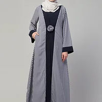 Striped Abaya - side drape