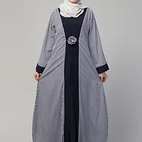 Striped Abaya - full length front view