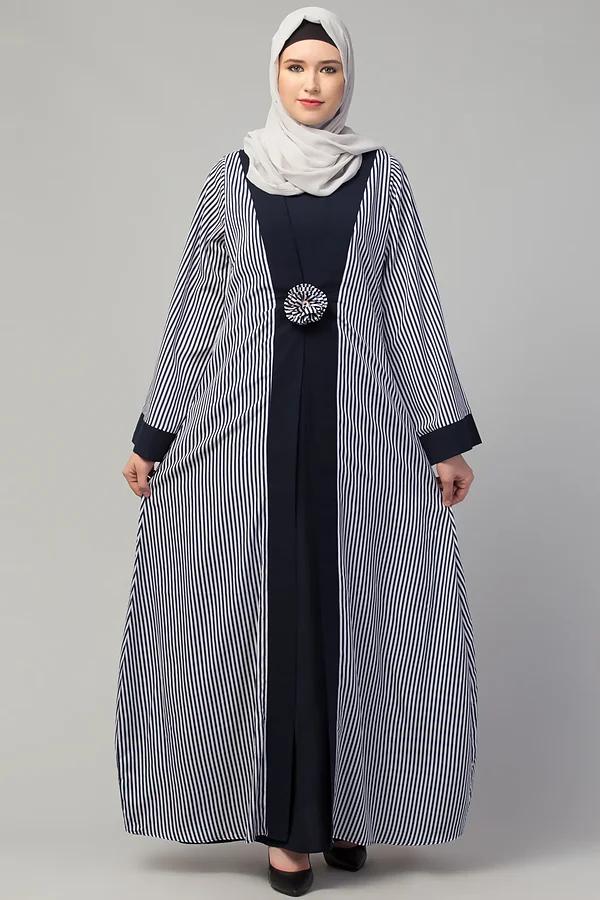 Striped Abaya - full length front view
