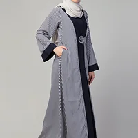 Striped Abaya - finished stitching and hem detail
