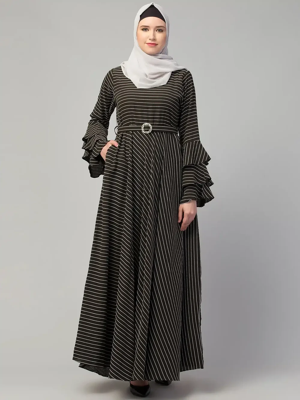 Umbrella Abaya with Belt  side drape