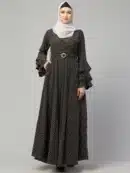 Striped Umbrella Abaya with Adjustable Belt
