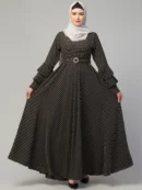 Striped Umbrella Abaya with Adjustable Belt