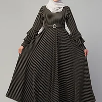 Umbrella Abaya with Belt - full length front view