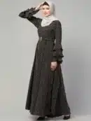 Striped Umbrella Abaya with Adjustable Belt