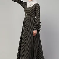 Umbrella Abaya with Belt - finished stitching and hem detail