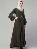 Striped Umbrella Abaya with Adjustable Belt