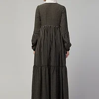 Striped Umbrella Abaya - Nida Matte fabric close up