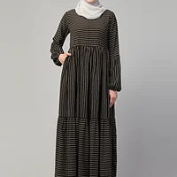 Striped Umbrella Abaya - full length front view