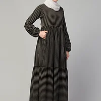 Striped Umbrella Abaya - styling and drape detail