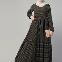 Striped Umbrella Abaya - side drape