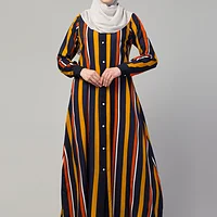 Front Open Button Abaya - full length front view