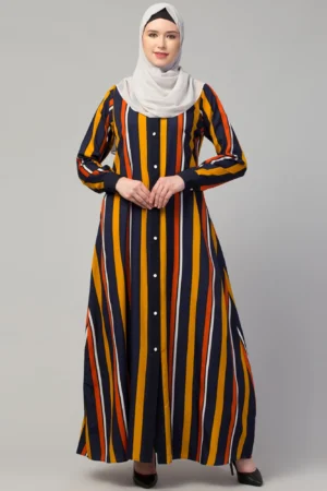 Front Button Open Abaya Dress