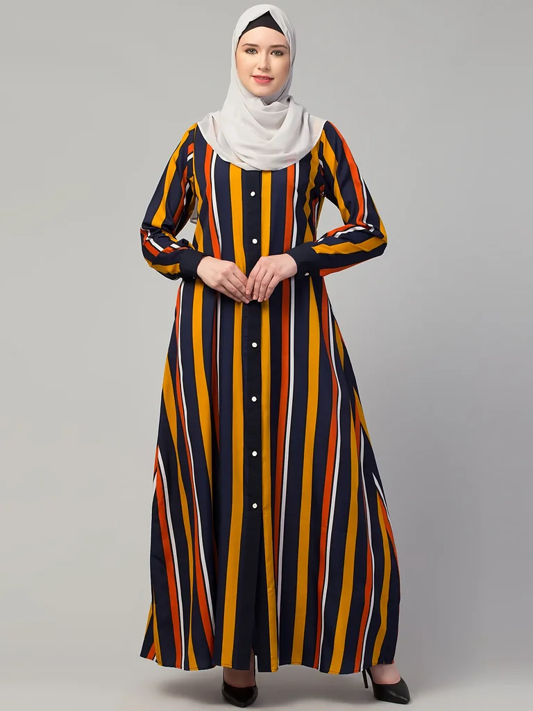 Front Open Button Abaya  full length front view
