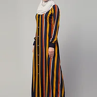 Front Open Button Abaya - finished stitching and hem detail