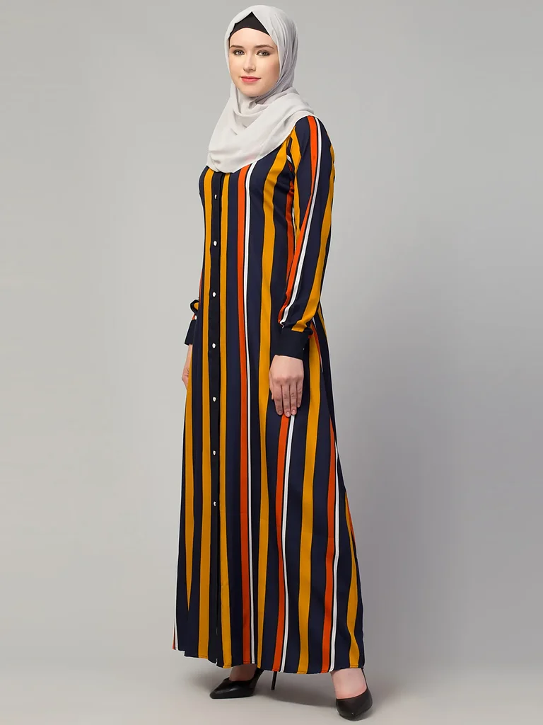 Front Open Button Abaya  finished stitching and hem detail