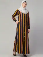 Front Button Open Abaya Dress