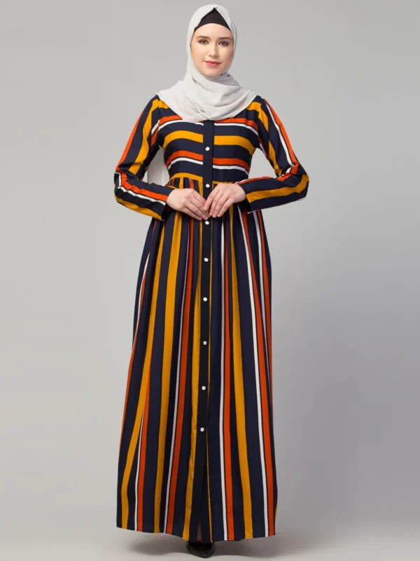 Front Button Open Maxi Pintucks Abaya