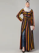 Front Button Open Maxi Pintucks Abaya