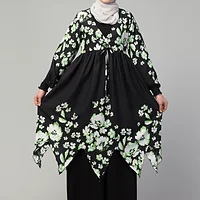 Dual Layer Abaya Dress - side drape