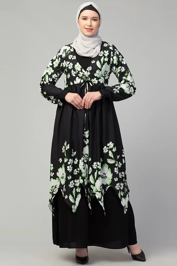 Dual Layer Abaya Dress - full length front view