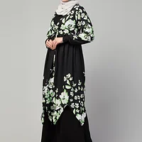 Dual Layer Abaya Dress - finished stitching and hem detail