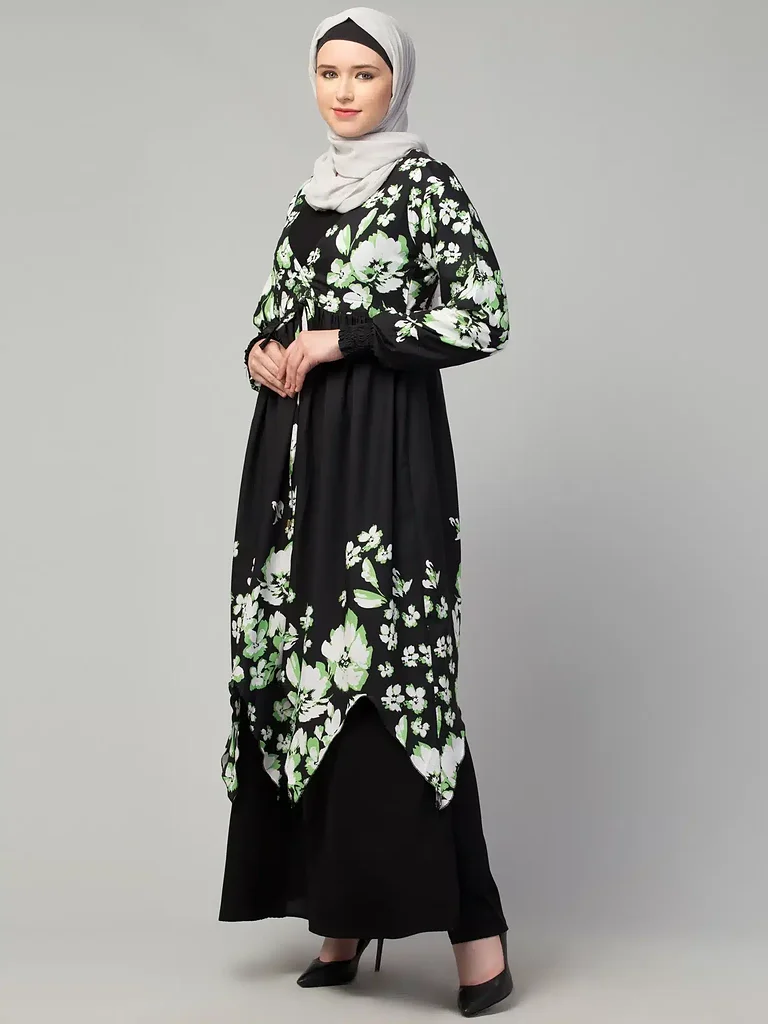 Dual Layer Abaya Dress  finished stitching and hem detail