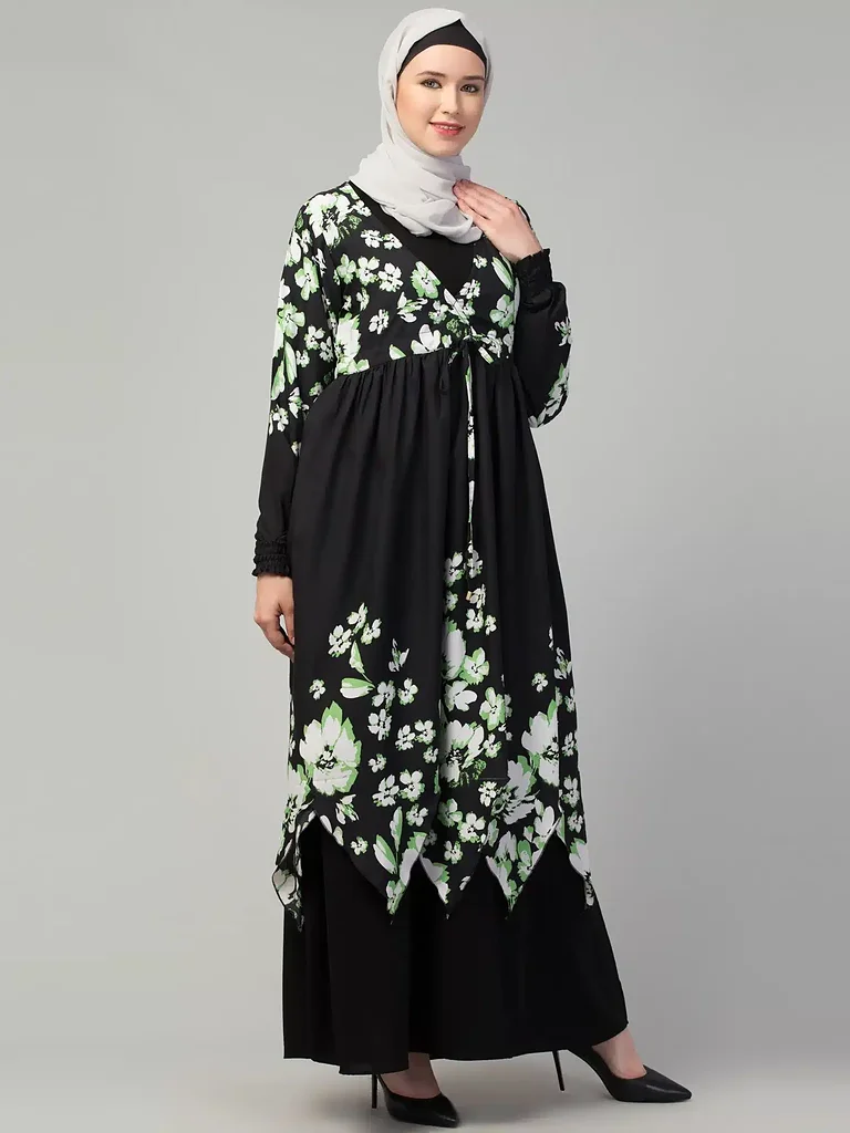 Dual Layer Abaya Dress  styling and drape detail