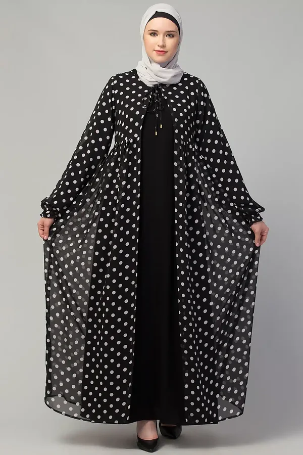Dual Layer Shrug Abaya - full length front view