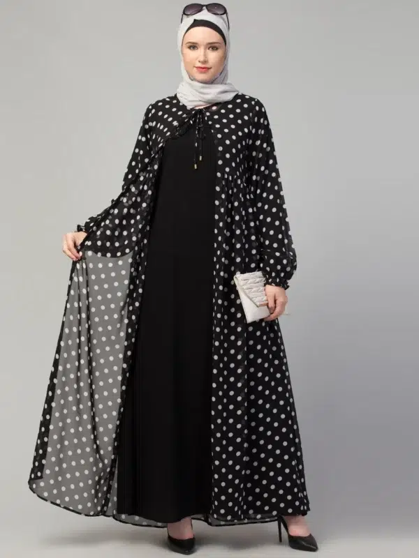 Dual Layer Abaya Dress with attached Shrug