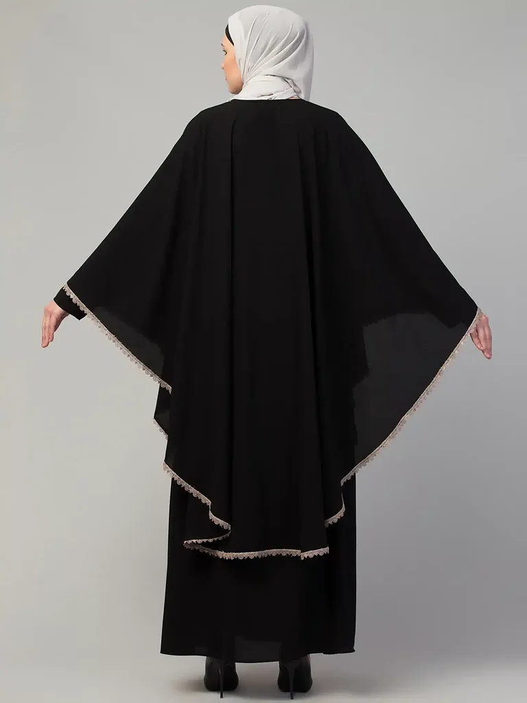 Abaya with Cape Nida Matte fabric close up Abaya with Cape Nida Matte fabric close up
