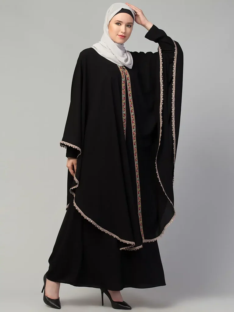Abaya with Cape styling and drape detail Abaya with Cape styling and drape detail