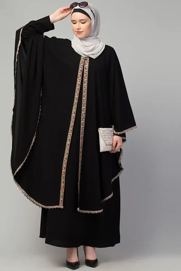 Abaya with Cape - full length front view