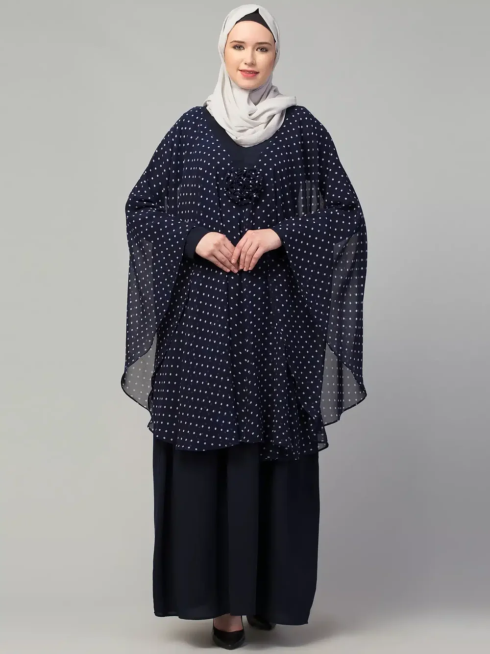Polka Dot Abaya  side drape