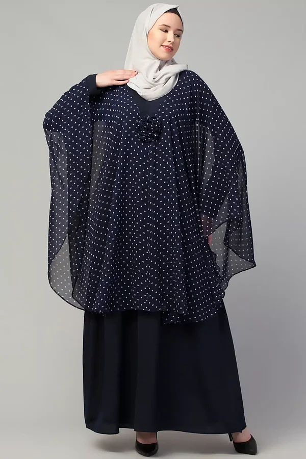 Polka Dot Abaya - full length front view