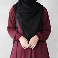 Muslim Closet Two Pieces Abaya Dress with Elasticated Sleeves Maroon